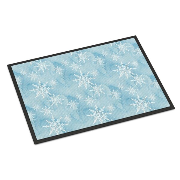 Carolines Treasures Watercolor Snowflake on Light Blue Indoor or Outdoor Mat, 18 x 27 in. BB7552MAT - main